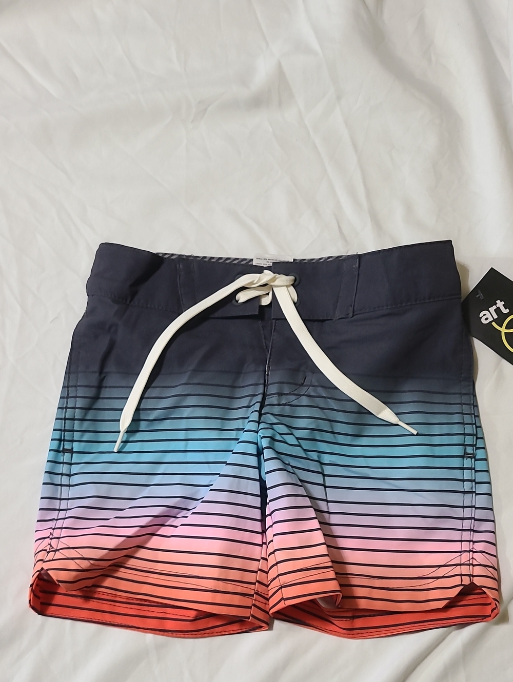 art class Boys' Ombre Stripe Swim Trunks - Navy/Blue/Pink/Red
